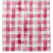 Pink White Plaid Stripes Birthday Duschvorhang (Vorderseite)