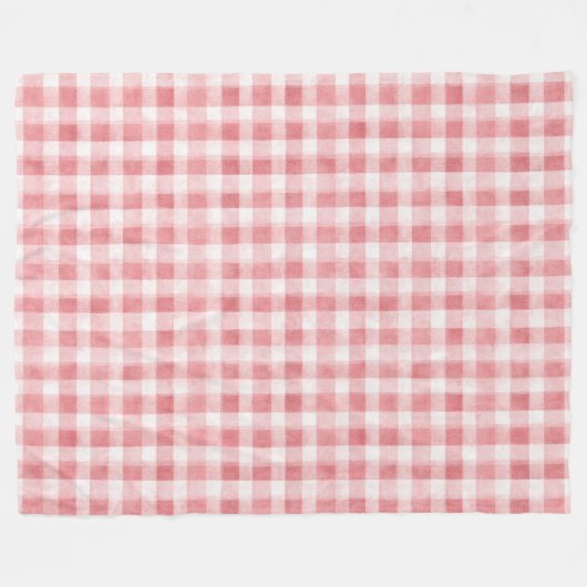 Pink White Plaid Stripes Fleecedecke (Vorderseite (Horizontal))