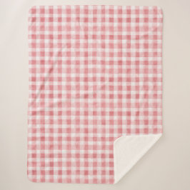 Pink White Plaid Stripes Sherpadecke