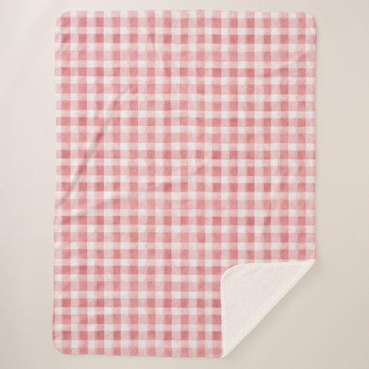 Pink White Plaid Stripes Sherpadecke (Vorderseite)