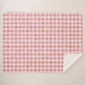 Pink White Plaid Stripes Sherpadecke (Vorderseite (Horizontal))