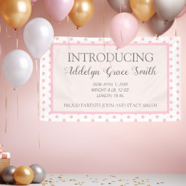 Pink White Polka Dot Baby Girl Shower Einführung Banner