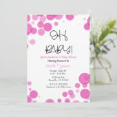Pink & White Polka Dot Blasen OH BABY Dusche Einladung (Stehend Vorderseite)