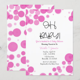 Pink & White Polka Dot Blasen OH BABY Dusche Einladung