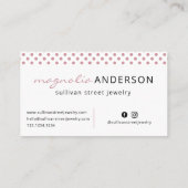 Pink White Polka Dot Border Visitenkarte (Rückseite)