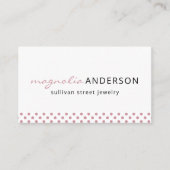 Pink White Polka Dot Border Visitenkarte (Vorderseite)