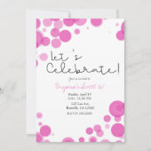 Pink White Polka Dot Bubbles Feiern wir Party Einladung (Vorderseite)