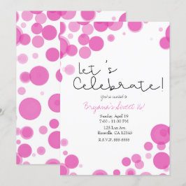 Pink White Polka Dot Bubbles Feiern wir Party Einladung