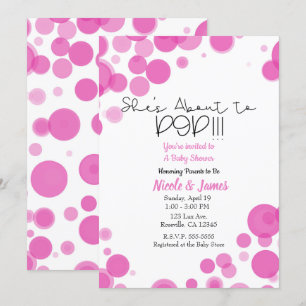 Pink & White Polka Dot Bubbles Sie ist gerade zum Einladung