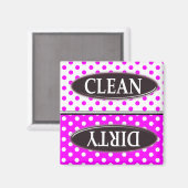 Pink & White Polka Dot CLEAN DIRTY DISHWASHER MAGN Magnet (Vorderseite/Rückseite)