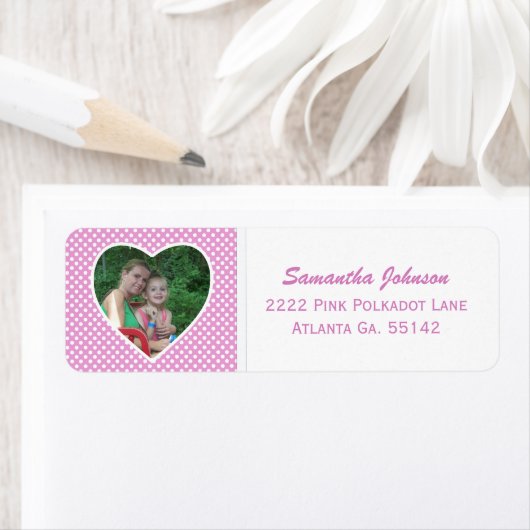Pink & White Polka-dot: Gerahmte Adressenaufkleber (Insitu)