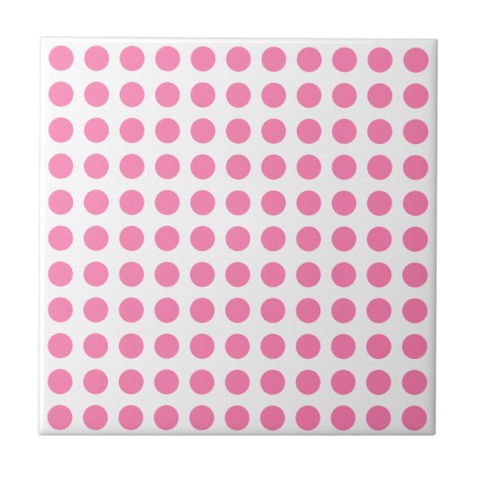 Pink White Polka Dot Girl Keramik Tile Fliese (Vorderseite)