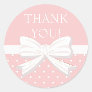 Pink White Polka Dot Little Girl Danke Runder Aufkleber