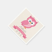 Pink & White Polka Dot Owl Babydusche Serviette (Ecke)