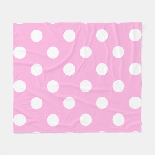 Pink White Polka Dot Pattern Fleecedecke (Vorderseite (Horizontal))