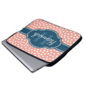 Pink White Polka Dot Pattern Marine Monogram Laptopschutzhülle (Vorne Knopf)