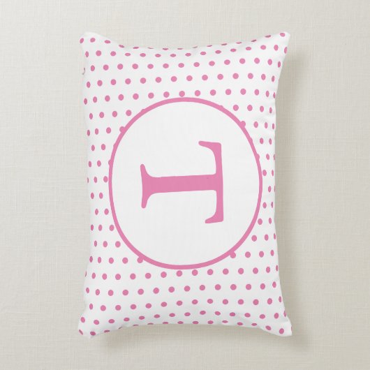 Pink & White Polka-Dot Personalisiert Akzent Kisse Dekokissen (Vorderseite(Vertikal))