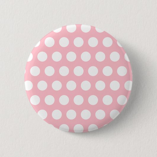 Pink & White Polka Dots Button (Vorderseite)
