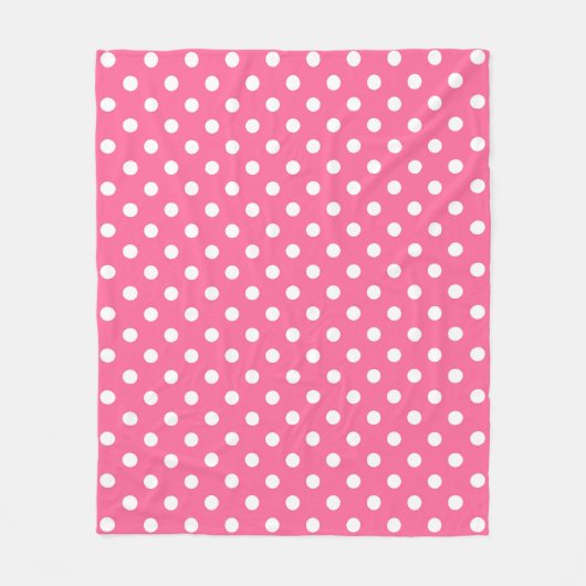 Pink White Polka Dots Design Fleecedecke (Vorderseite)