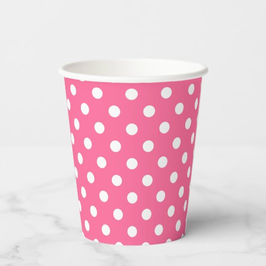 Pink White Polka Dots Design Pappbecher (Rückseite)