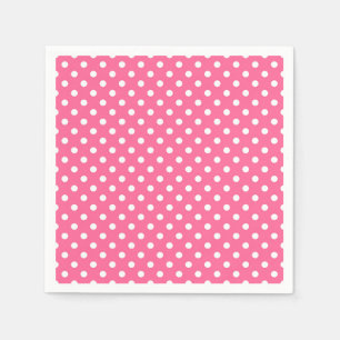 Pink White Polka Dots Design Serviette