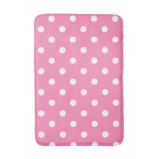 Pink & White Polka Dots Dot Badematte (Vorderseite Vertikal)