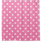 Pink & White Polka Dots Dot Duschvorhang (Vorderseite)