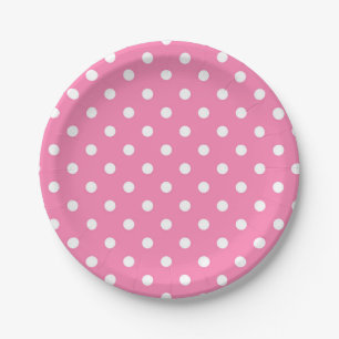 Pink & White Polka Dots Geburtstagsparty Pappteller
