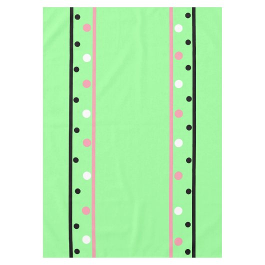 Pink White Polka Dots Green Tischdecke (Vorderseite)