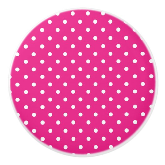 Pink & White Polka Dots Keramikknauf (Vorderseite)