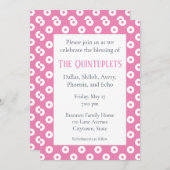 Pink & White Polka-Dots Multiple Baby Sessing Inv. Einladung (Vorne/Hinten)