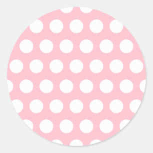 Pink & White Polka Dots Runder Aufkleber