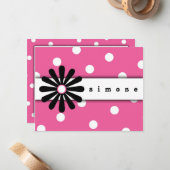 Pink & White Polka Punktekarte Mitteilungskarte (Vorderseite/Rückseite Beispiel)