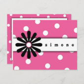 Pink & White Polka Punktekarte Mitteilungskarte (Vorne/Hinten)