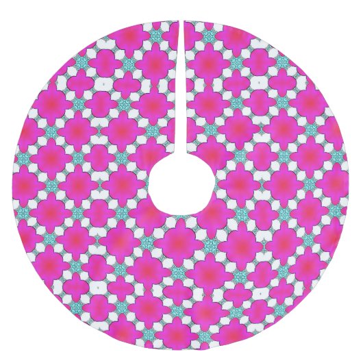 Pink & White Polyester Weihnachtsbaumdecke (Vorderseite)