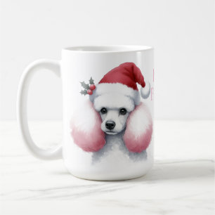 Pink White Poodle Weihnachtscup der Tasse