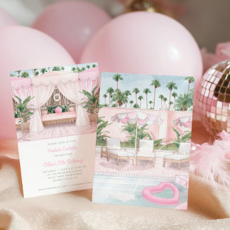 Pink & White Poolhütte | Poolparty-Einladung Einladung