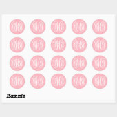 Pink White Preppy Vine Script Monogram DIG BG Runder Aufkleber (Blatt)