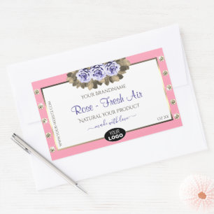 Pink White Product Labels Blue Rose Jewels Logo Rechteckiger Aufkleber