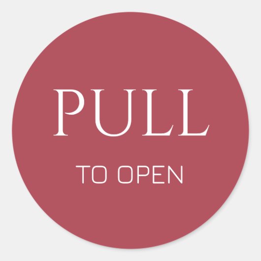 Pink  White Pull to Open Door Sign Runder Aufkleber (Vorderseite)