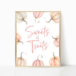 Pink White Pumpkin Fall Süßigkeiten und Leckereien Poster