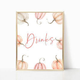 Pink White Pumpkin Herbst Drinks Party Zeichen Poster