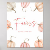 Pink White Pumpkin Herbst Gastgeschenke signieren Poster (Vorne)
