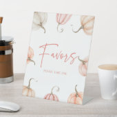 Pink White Pumpkin Herbst Gastgeschenke signieren Sockelschild (In SItu)