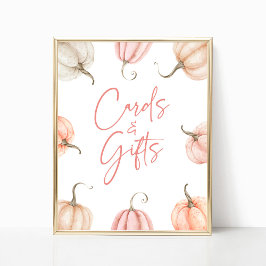 Pink White Pumpkin Herbst Herbstkarten & Geschenke Poster