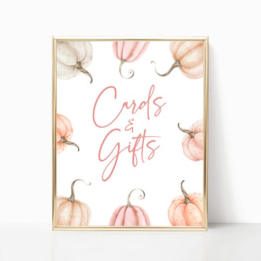 Pink White Pumpkin Herbst Herbstkarten & Geschenke Poster