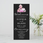 Pink & White Pumpkins Fall Black Wedding Programm (Stehend Vorderseite)