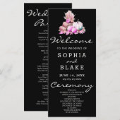 Pink & White Pumpkins Fall Black Wedding Programm (Vorne/Hinten)