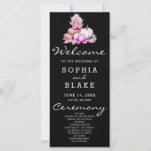 Pink & White Pumpkins Fall Black Wedding Programm (Vorderseite)