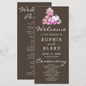 Pink & White Pumpkins Fall Brown Wedding Program (Vorne/Hinten)